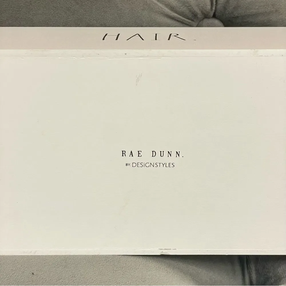NWT Rae dunn Gorgeous White Wood Black face hair body 4 Compartments organizer